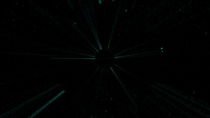Wall Mural - abstract background with glowing particles and light lines. animation rotation of optical fiber wire