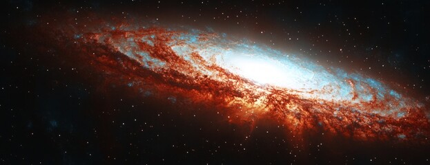 Wall Mural - Red And Blue Spiral Galaxy In Dark Space