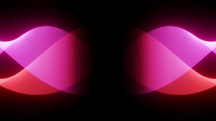 Wall Mural - abstract background with glowing particles and light lines. animation rotation of optical fiber wire