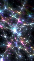 Wall Mural - Vibrant Cosmic Nebula with Glowing Stars and Rainbow Colors
