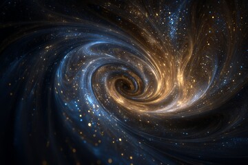 Wall Mural - Abstract Cosmic Spiral: Blue and Gold Galaxy Swirl