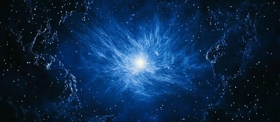 Wall Mural - Bright Blue Cosmic Energy Explosion in Dark Space
