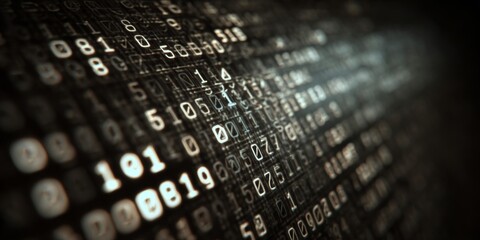 Wall Mural - abstract digital background with binary code and glowing numbers for technology and data concepts in