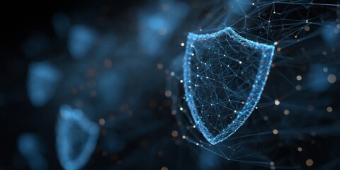 Wall Mural - digital concept of cybersecurity with network shield and data protection visualizations representing