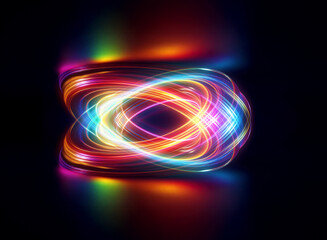 Wall Mural - abstract swirling energy trails form a glowing abstract oval shape with vibrant colors. light in mot