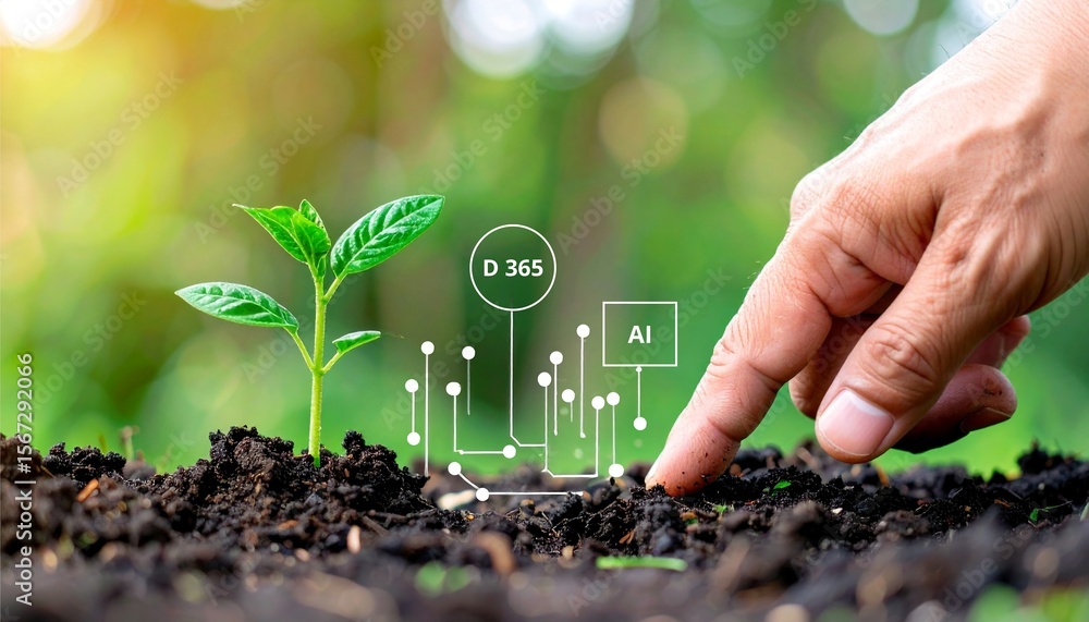 Sustainable environmental green technology concept with D365 AI ...