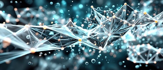 Abstract network of interconnected lines and points