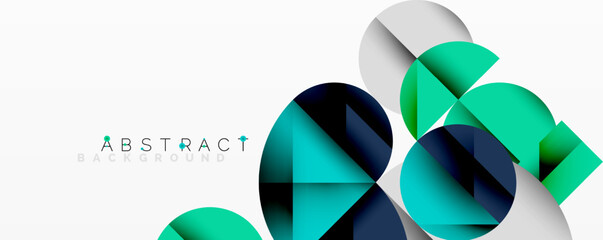 Wall Mural - modern abstract design features overlapping circles, squares. teal, navy, silver hues create dynamic
