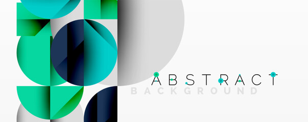 Wall Mural - geometric shapes overlap, creating vibrant teal, navy, white design. minimalist aesthetic suits mode