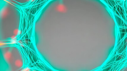 Abstract network of glowing turquoise threads