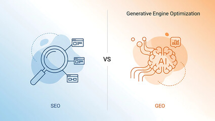 Wall Mural - seo vs geo: generative engine optimization concept illustration