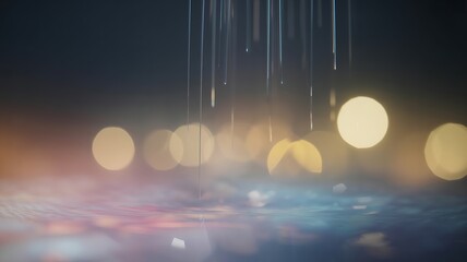 Canvas Print - ethereal abstract scene with falling strands and bokeh lights image