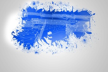 Wall Mural - splash on wall revealing circuit board