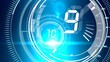 © vectorfusionart - Interfaces dial with countdown in dark blue background with light blue radiance
