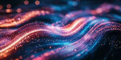 Wall Mural - a long-exposure shot of swirling neon lights, forming beautiful, fluid patterns against a dark backg