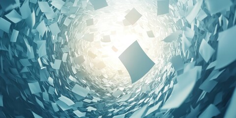 Wall Mural - a magical environment where paper notes hover and swirl, forming a bright, connected web.