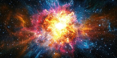 Wall Mural - a mesmerizing supernova explosion with radiant bursts of color and light