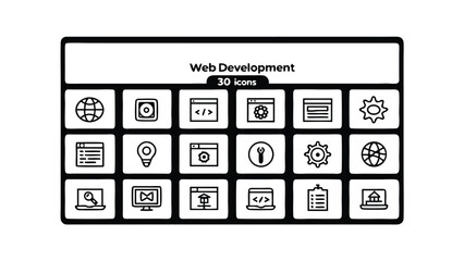 Web development icons collection with technology symbols computer