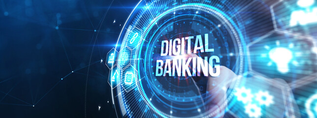 Wall Mural - Digital bank. Online banking and transaction concept.