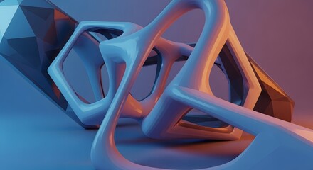 Wall Mural - abstract 3d render with flowing organic shapes and geometric elements