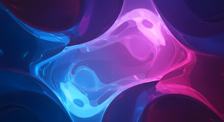 Wall Mural - abstract fluid forms in pink and blue hues