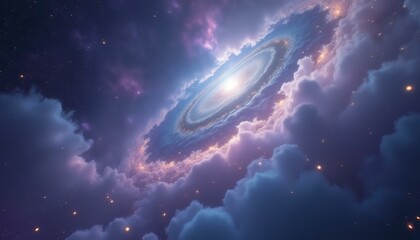 Wall Mural - ethereal galaxy surrounded by colorful nebula in space