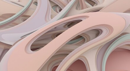 Wall Mural - abstract layered curves in pastel colors