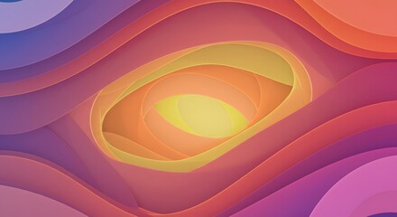 Wall Mural - abstract layered curves of pink orange and yellow