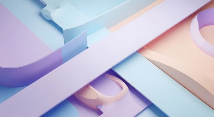 Wall Mural - abstract pastel forms intersecting and overlapping in a geometric composition