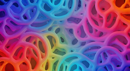 Wall Mural - abstract rainbowcolored organic network of interconnected rings