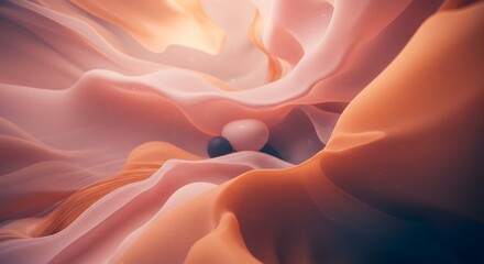 Wall Mural - abstract render of flowing soft dunes with spherical elements