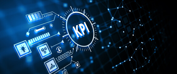 Wall Mural - KPI Key Performance Indicator for Business Concept. Business, Technology, Internet and network concept. 3d illustration