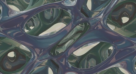 Wall Mural - organic iridescent lattice structure with rounded openings