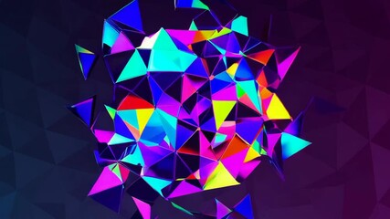 Wall Mural - colorful polygonal sphere rotating on dark background