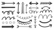 © Vectyx - Hand‑Drawn Brush Stroke Arrow Vector Set – Doodle Arrows, Grunge Ink Marks for Design and Infographics