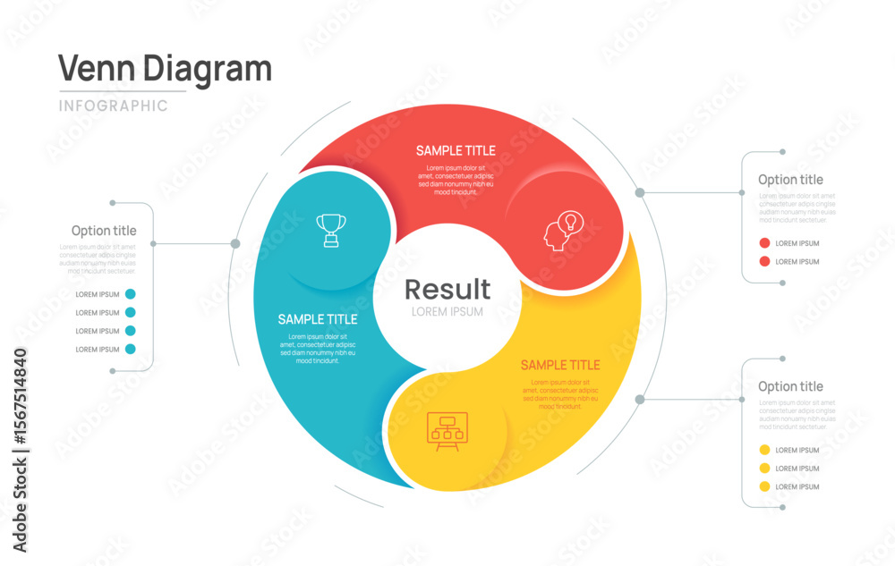 Venn diagram business infographic circle chart template 3 options ...