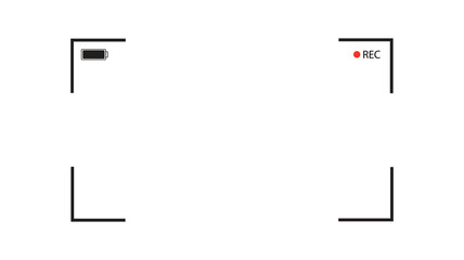 Camera Frame Viewfinder Overlay on Black Background. Vector