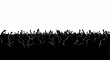 © SH Studio - Cheering Concert Crowd Silhouette with Raised Hands on White Background, Music Festival Audience Vector Illustration