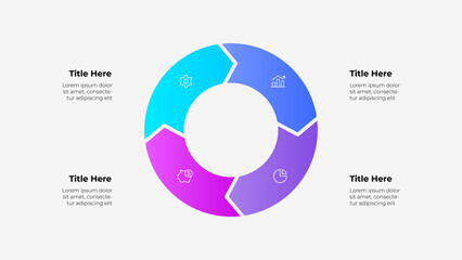 Wall Mural - circular infographic with gradient 4 sections and placeholder text labels. suitable for business, da