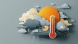 © Mary - Weather illustration depicting sun, clouds, rain, and a thermometer on a pastel background