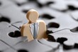 © The Little Hut - Businessman figure puzzle piece representing leadership strategy teamwork partnership collaboration problem solving and corporate success concept