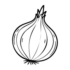 Wall Mural - Simple line art of an onion with detailed outlines. Vector hand-drawn doodle illustration