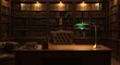 © printartist - Elegant Law Office Library with Bookshelves, Blurred Background for Virtual Meeting