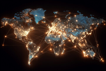 Wall Mural - a globe with a network of lines connecting it