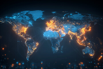Wall Mural - a blue and orange globe with a lot of lights on it