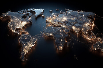 Wall Mural - a globe with lights on it that is black in color