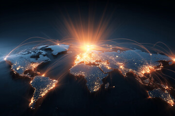 Wall Mural - a globe with a bright light shining on it
