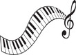 © Sreeya - Elegant black and white piano keyboard seamlessly flowing with a musical treble clef symbol