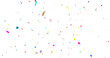 © 2.0 - Muticolor Confetti Transparent Background. Confeti Failling White Background. 3d Rendering Transparent Confeti. Colorful bright confetti isolated on transparent background.