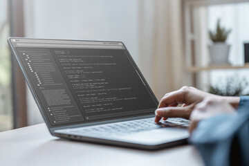 Software development business concept. Programmer coding computer. Developer programming web application technology. Software engineer. web developer.